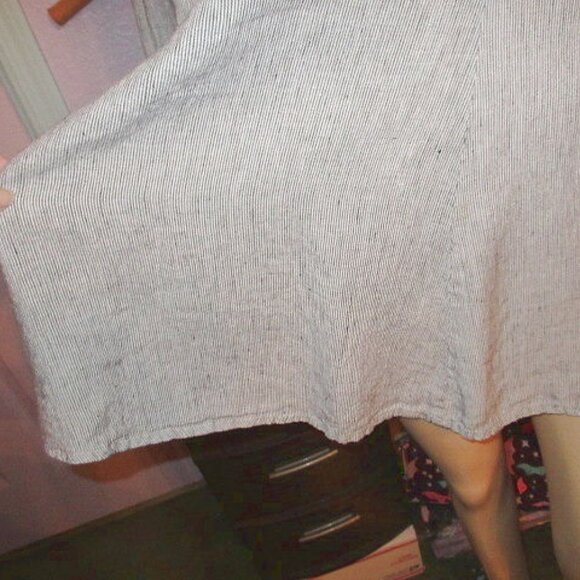 Flax Linen Tunic Top Size 1X 1G Long Sleeves Button Up Striped Lagonlook Coastal - Picture 4 of 10